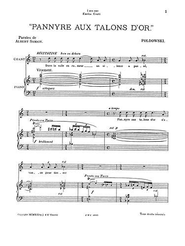 Pannyre Aux Talons D'or for Voice with Piano acc.
